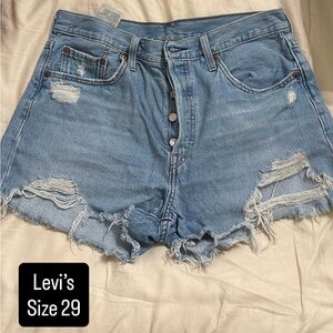 Levi's Light Blue Distressed Denim Cutoff Shorts